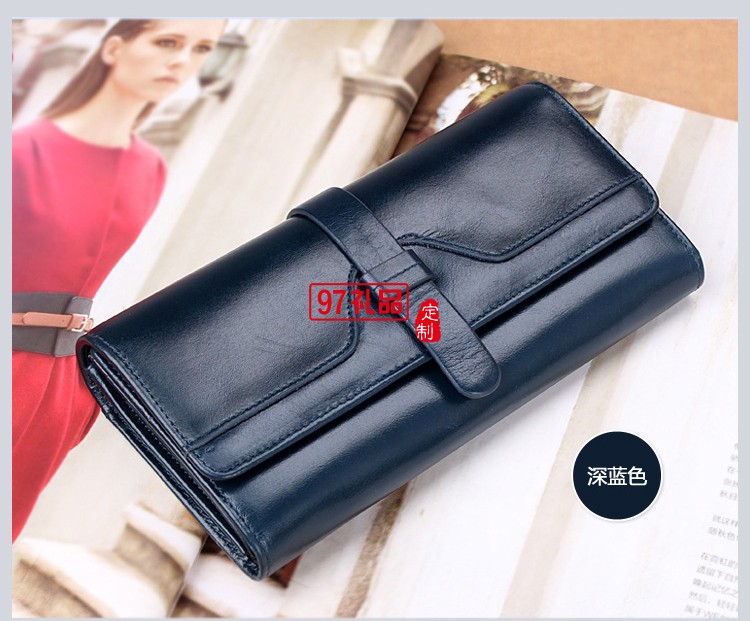 真皮三折長款錢包錢夾