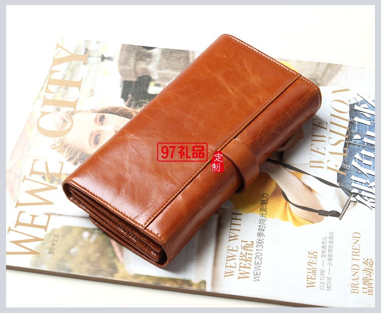 真皮三折長款錢包錢夾