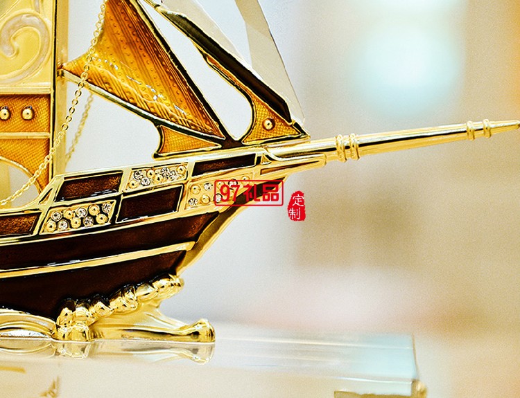 創意水晶帆船擺件桌面擺件