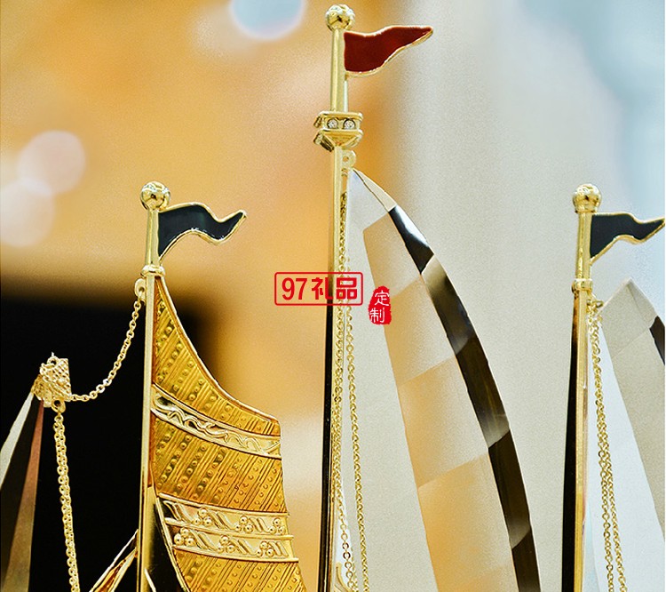 創意水晶帆船擺件桌面擺件