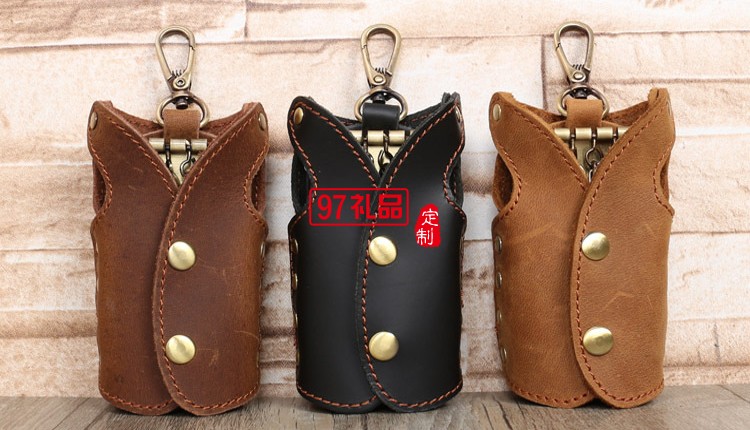 創意個性鑰匙扣原創頭層牛皮腰掛鎖匙包