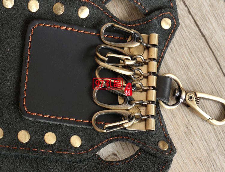 創意個性鑰匙扣原創頭層牛皮腰掛鎖匙包