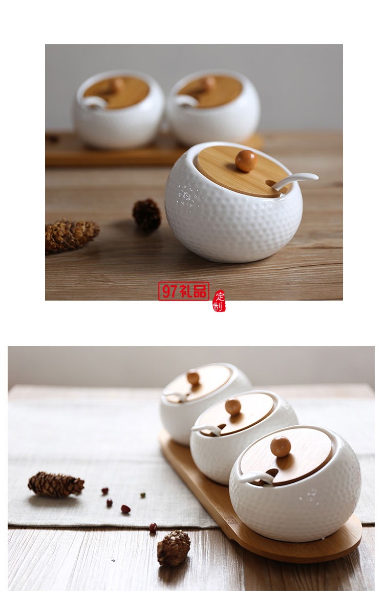 高爾夫調味罐套裝 陶瓷調味罐套裝  定制logo