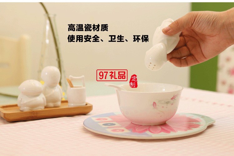 創意調味瓶 三個和尚陶瓷調味罐定制公司廣告禮品