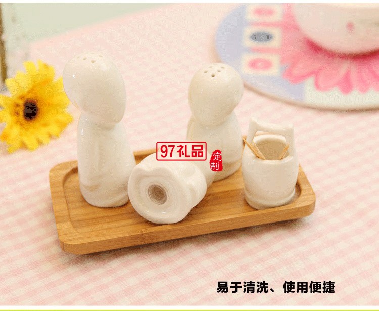 創意調味瓶 三個和尚陶瓷調味罐定制公司廣告禮品