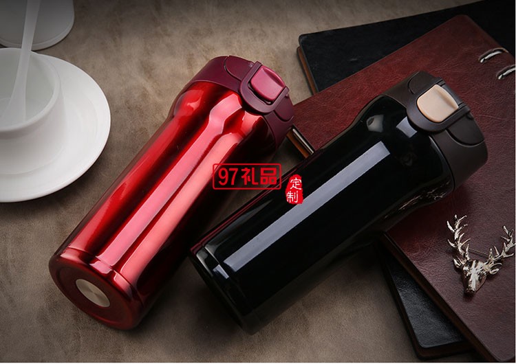 科云定制 鎖扣咖啡杯保溫杯創意水杯子雙層不銹鋼真空禮品杯運動水壺