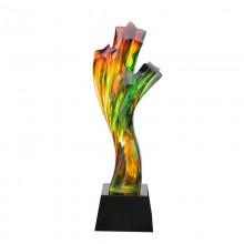 創意五角星星獎杯 高檔水琉璃樹脂獎杯定制