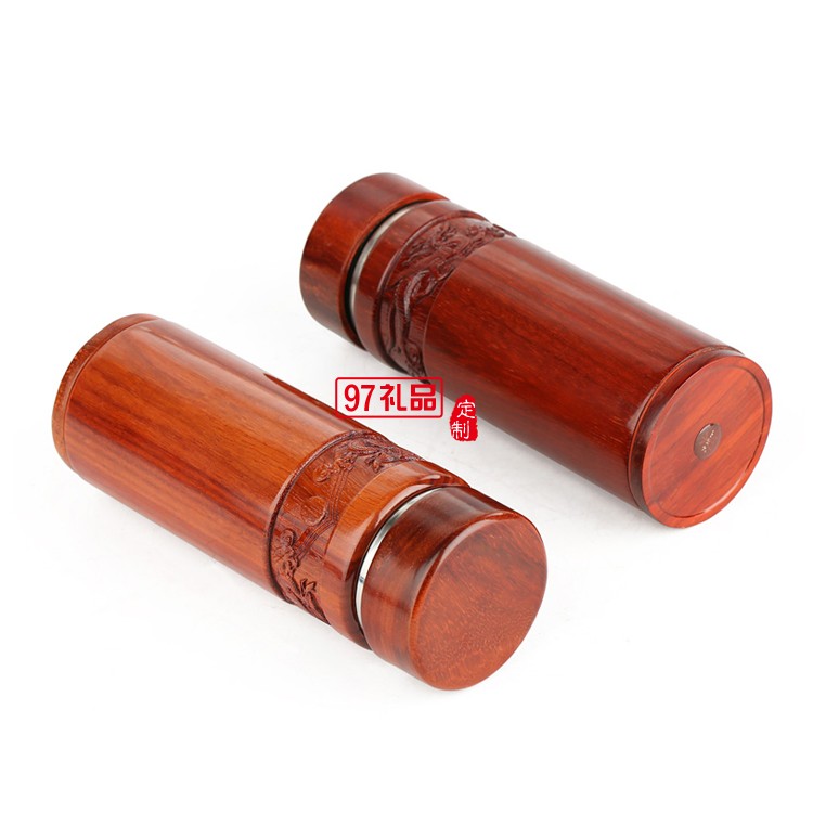 Y熱銷紅木雕刻水杯 木質真空不銹鋼保溫杯子