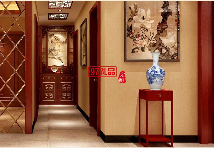 景德鎮陶瓷器 青花山水美人尖花瓶 家居客廳裝飾工藝品插花擺件