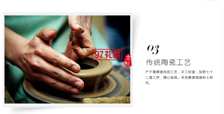 景德鎮陶瓷花瓶套裝 客廳擺件工藝品 藍色螺紋陶瓷兩件套花瓶擺件