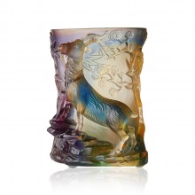 駿業宏圖生肖馬琉璃筆筒