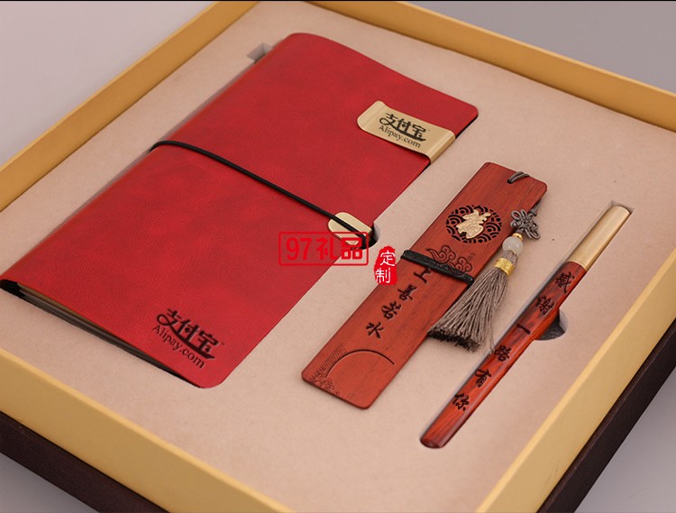 商務木質筆記本筆書簽套裝