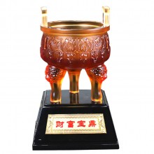 大號基業鼎盛琉璃鼎擺件古法琉璃工藝品 可定制LOGO