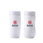 鼎瑞湯泉定制陶瓷雙層保溫杯創意帶蓋白瓷保溫杯可定制畫面logo伴手禮