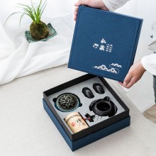 文化創意商務禮品香道茶具組合檀香爐陶瓷功夫茶具