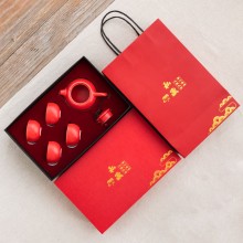 喜慶啞光紅色陶瓷茶具批發定制