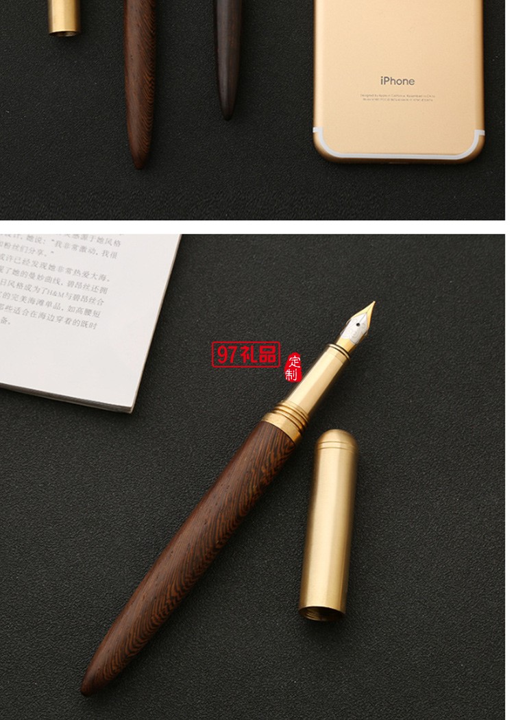 黃銅檀木商務鋼筆簽字筆創意個性禮品廣告筆批發定制logo