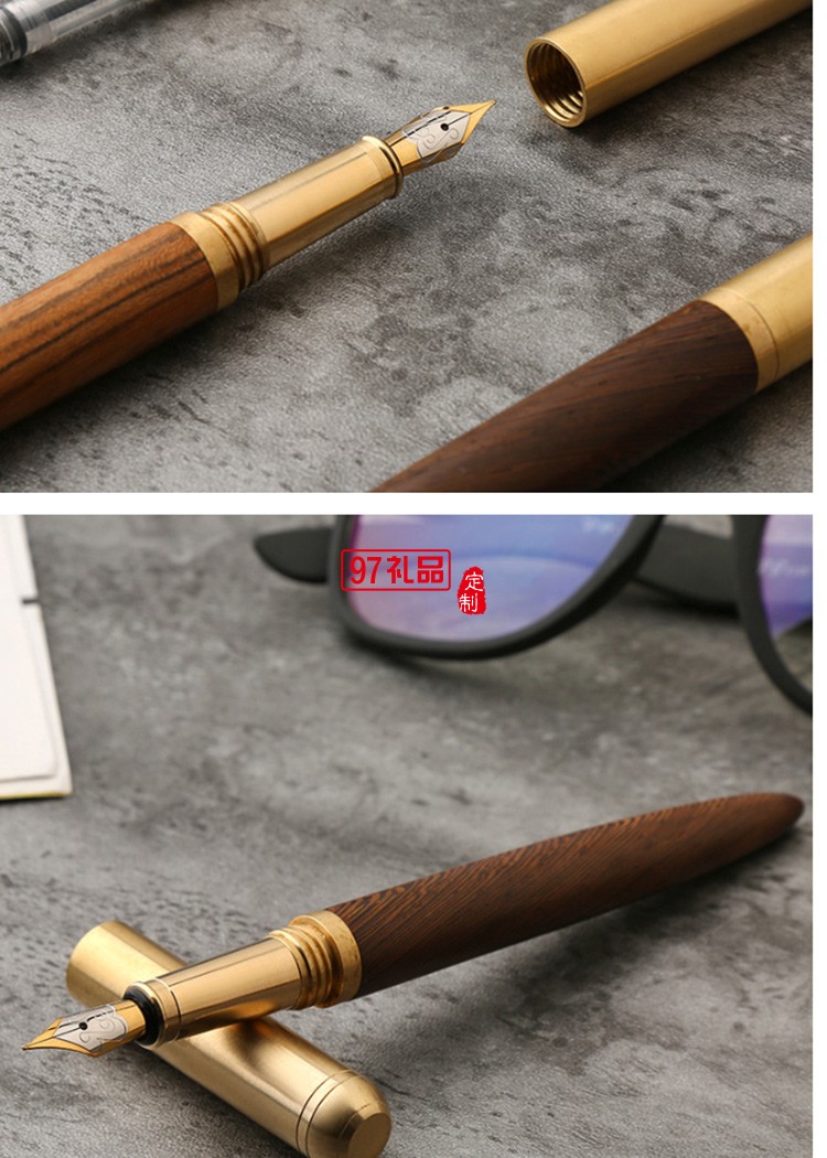 黃銅檀木商務鋼筆簽字筆創意個性禮品廣告筆批發定制logo