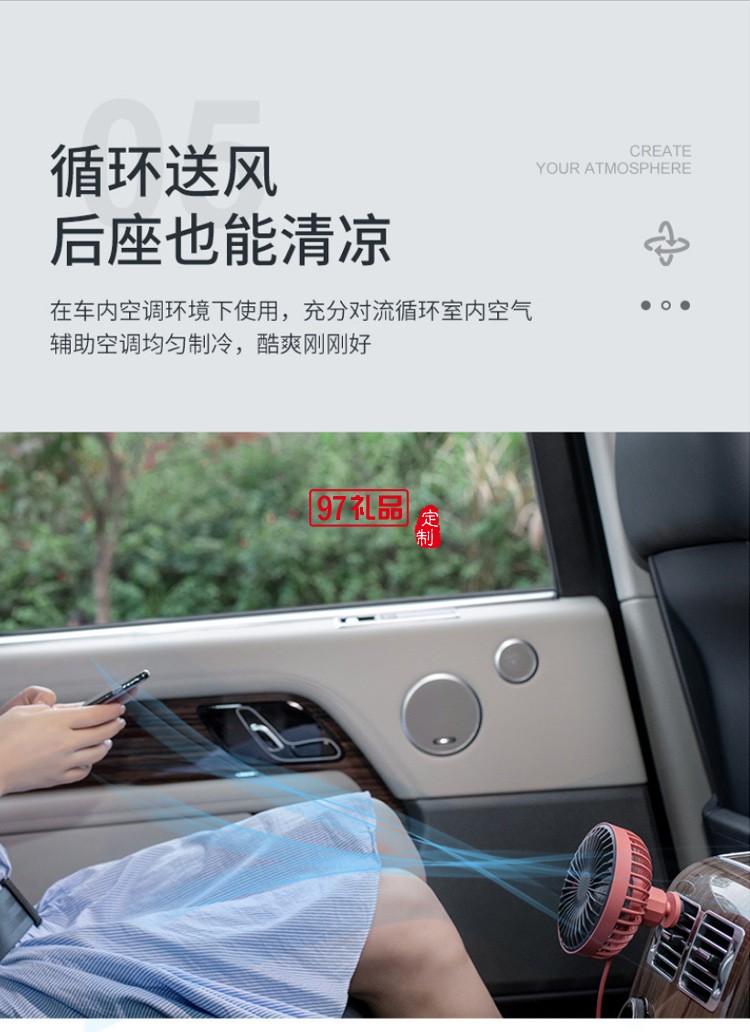 創意USB迷你車載風扇小夜燈