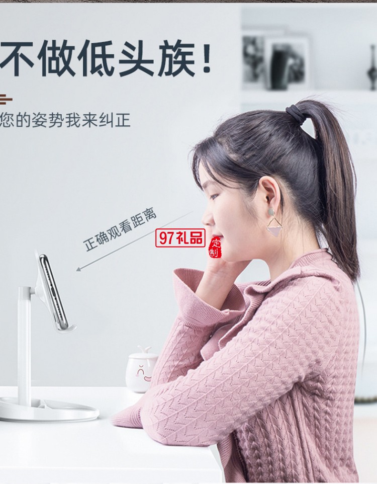 帶鏡子圓盤收納可升降調節桌面懶人伸縮通用平板手機支架