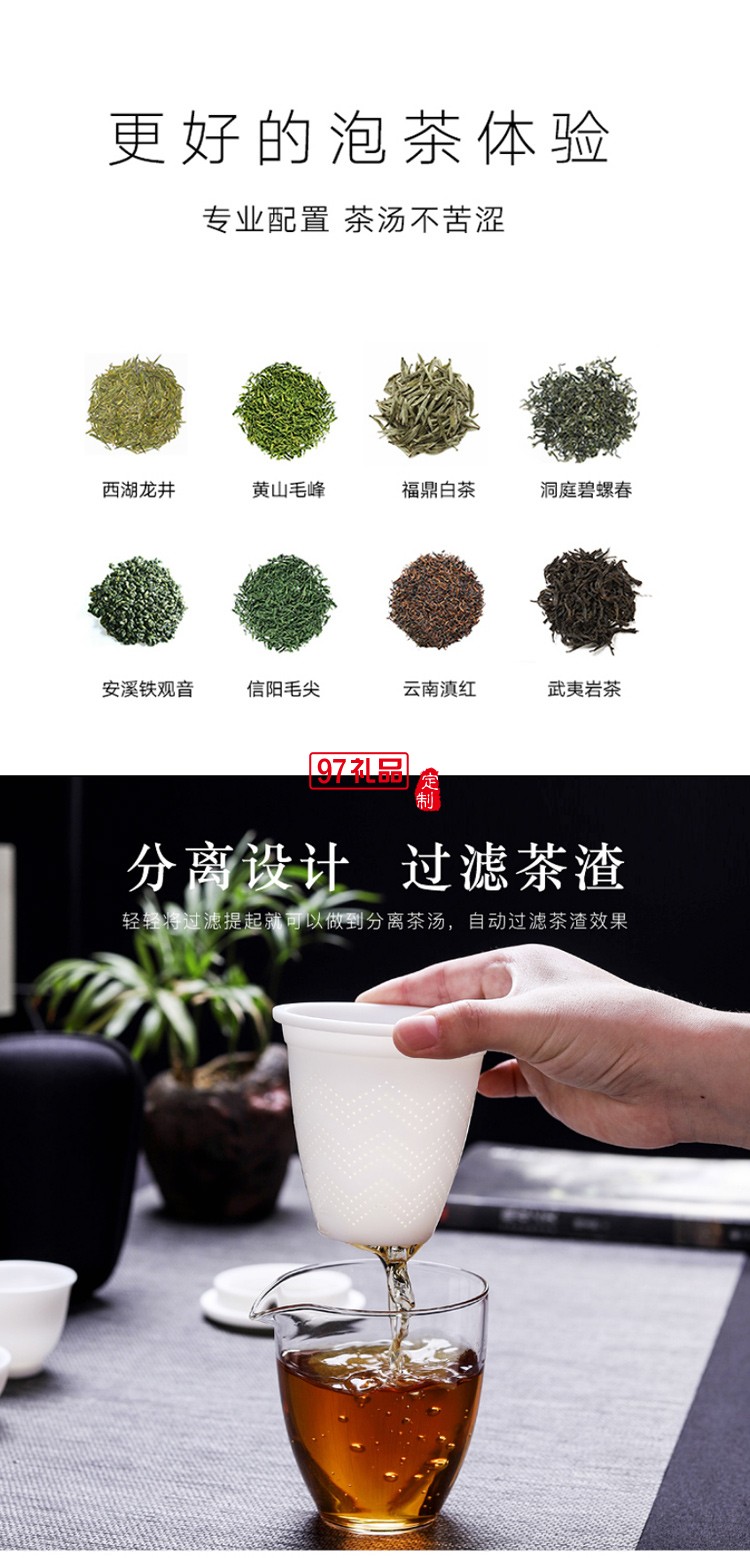 白瓷旅行茶具泡茶杯套裝便攜收納家用戶(hù)外小套快客杯一壺三杯