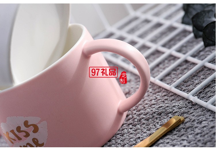 女神愛心托盤情侶咖啡杯帶勺創意馬克杯水杯