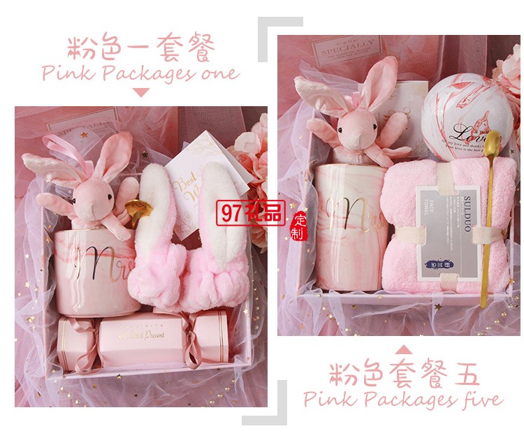 女神網紅禮品陶瓷別干花公仔禮盒糖果禮盒