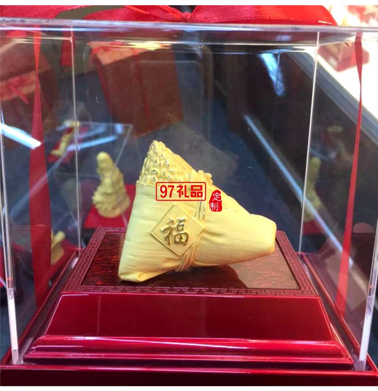 寓意一生金  端午節絨沙金粽紀念禮品擺件