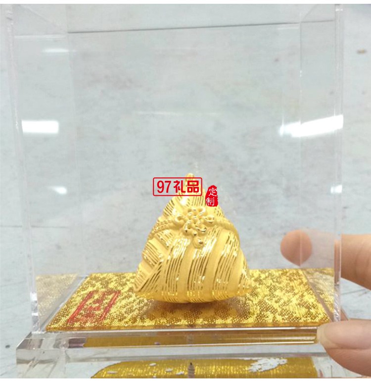 寓意一生金  端午節絨沙金粽紀念禮品擺件