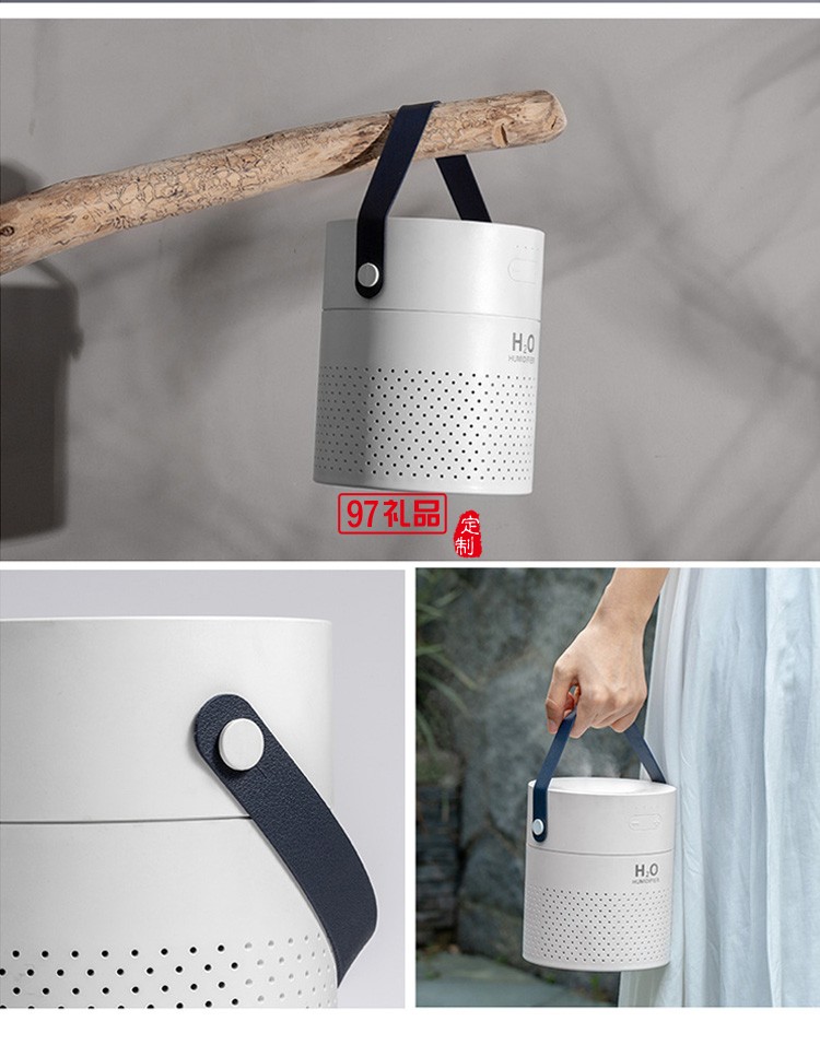 創意新品雙噴加濕器大容量1.1L內置電池充電款家用凈化器