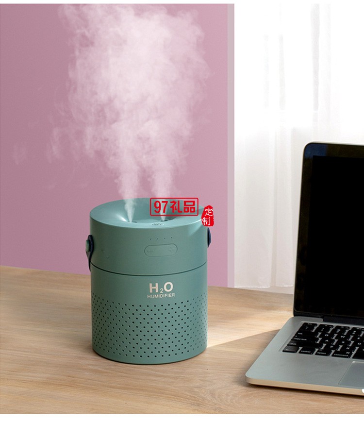 創意新品雙噴加濕器大容量1.1L內置電池充電款家用凈化器