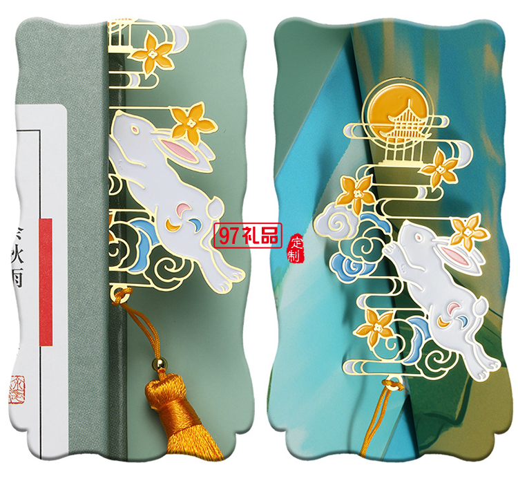 金屬書簽 中秋書簽創意設計兔子款廣寒宮款書簽送人小禮品定制