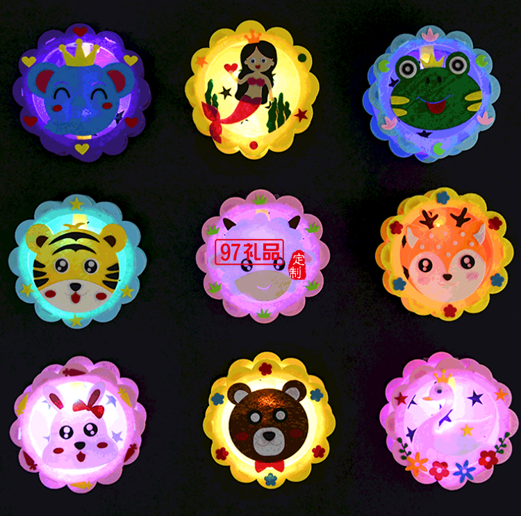 DIY卡通中秋節燈籠手提幼兒園手工發光燈籠兒童不織布材料包玩具