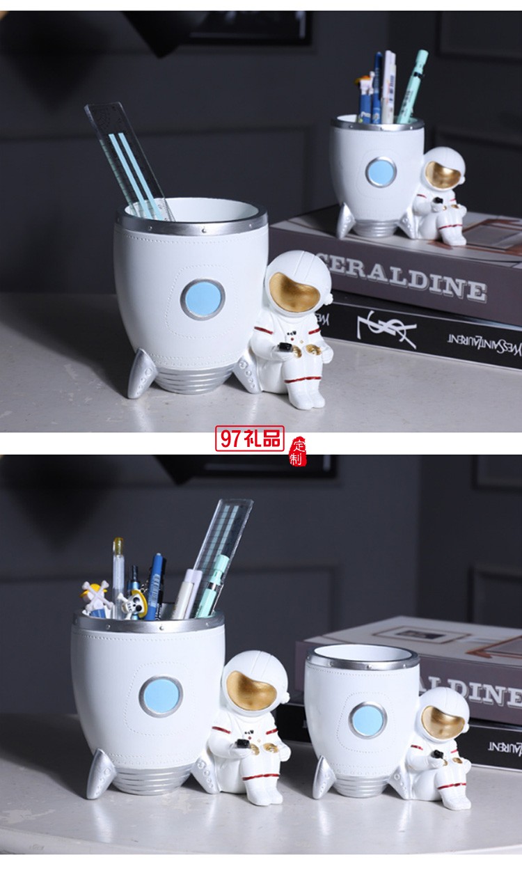 創意時尚北歐宇航員筆筒多功能桌面收納盒可愛兒童卡通太空人擺件