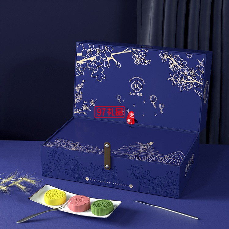 創意中秋禮品月餅中國風天地蓋雙層翻蓋高檔中秋禮盒Logo批發