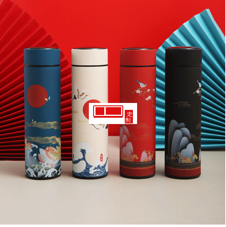 國潮不銹鋼智能杯中國風商務(wù)顯溫保溫杯禮品杯子定制