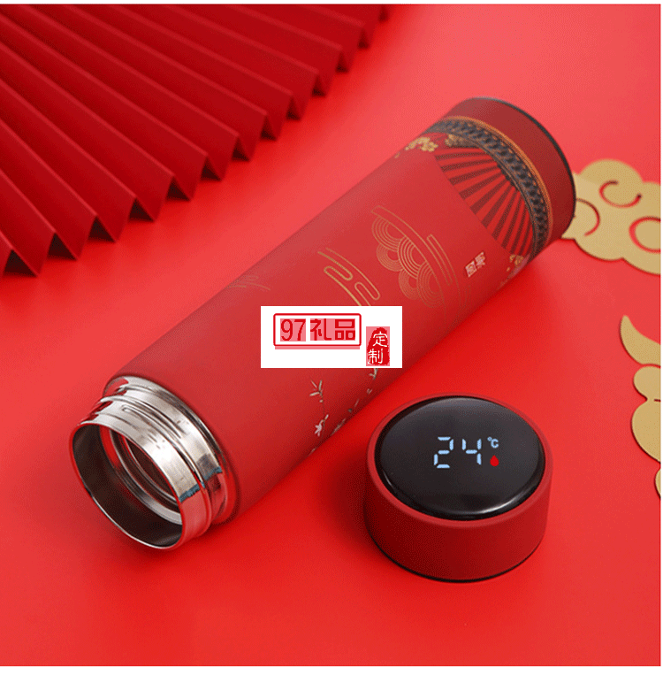 國潮不銹鋼智能杯中國風商務(wù)顯溫保溫杯禮品杯子定制