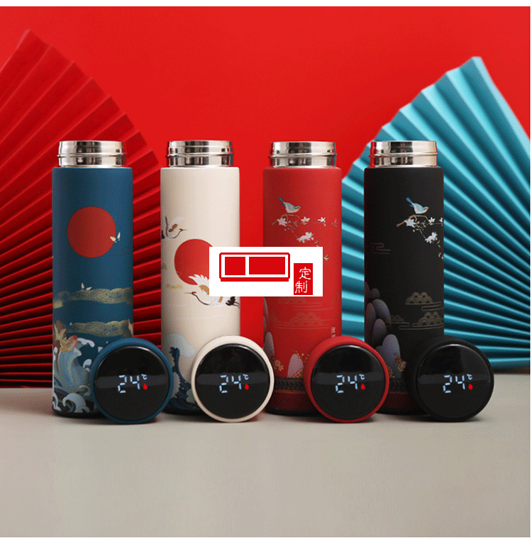 國潮不銹鋼智能杯中國風商務(wù)顯溫保溫杯禮品杯子定制
