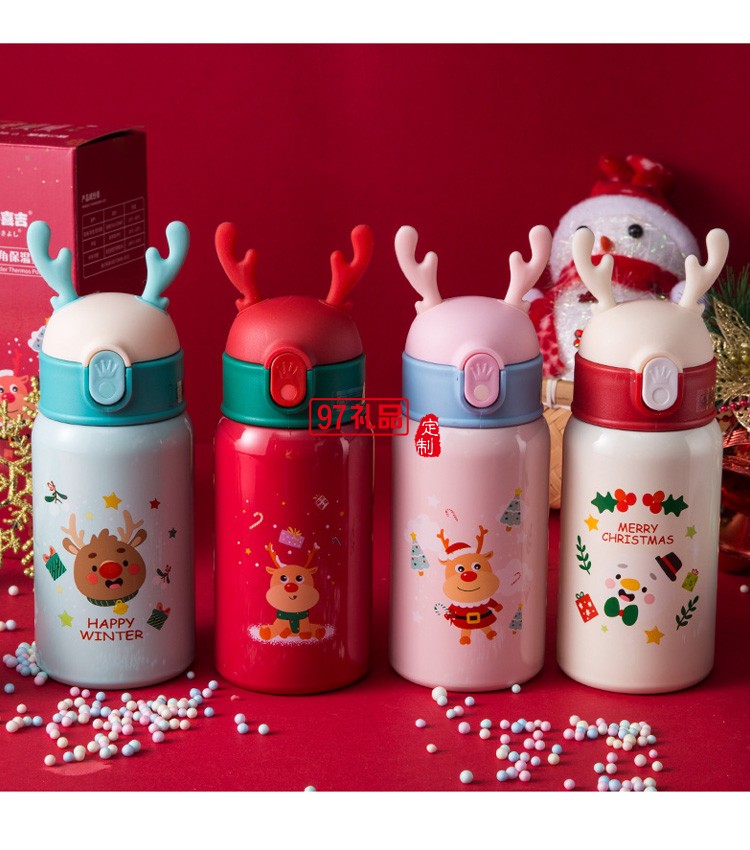 新品圣誕節不銹鋼保溫杯 隨手可愛保溫杯冬季必備 可定制logo 