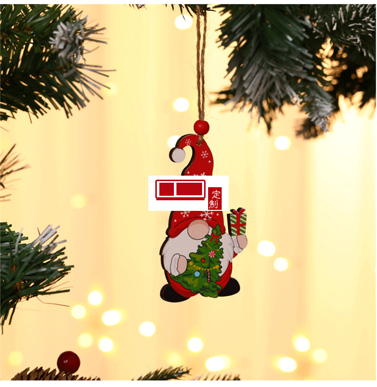  圣誕樹無臉老人魯道夫圖案掛件