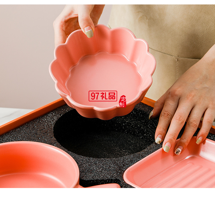 網紅ins大烘焙套裝禮品碗碟套裝陶瓷餐具可愛烤盤禮盒套裝伴手禮