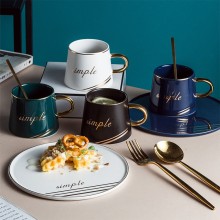 新品創意圓形杯碟套裝陶瓷杯咖啡杯馬克杯 可定制logo