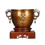 聚財純銅聚寶盆招財擺件商務 辦公室創意禮品黃銅金屬工藝品