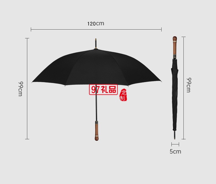 長柄高爾夫傘 復古木柄商務禮品廣告傘印LOGO 彎柄直桿高爾夫雨傘