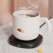 55度恒溫杯加熱杯子創意水杯陶瓷馬克杯帶蓋