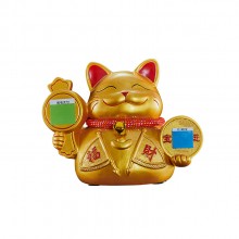 創意二維碼樹脂金色小貓工藝品