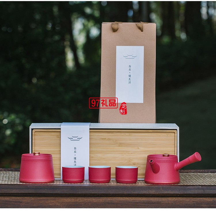 粗陶茶具套裝批發一壺三杯帶茶葉罐干泡茶盤整套