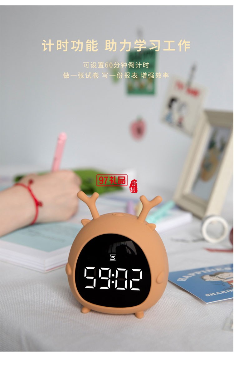 led夜燈大數字顯示萌寵小精靈鬧鐘