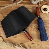 三折全自動雨傘折疊傘男商務(wù)實木復(fù)古紳士雨傘