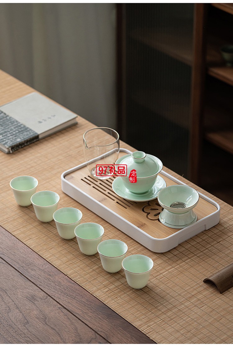 膠囊包雙側把壺旅行茶具套裝帶茶盤便攜式蓋碗陶瓷功夫茶具